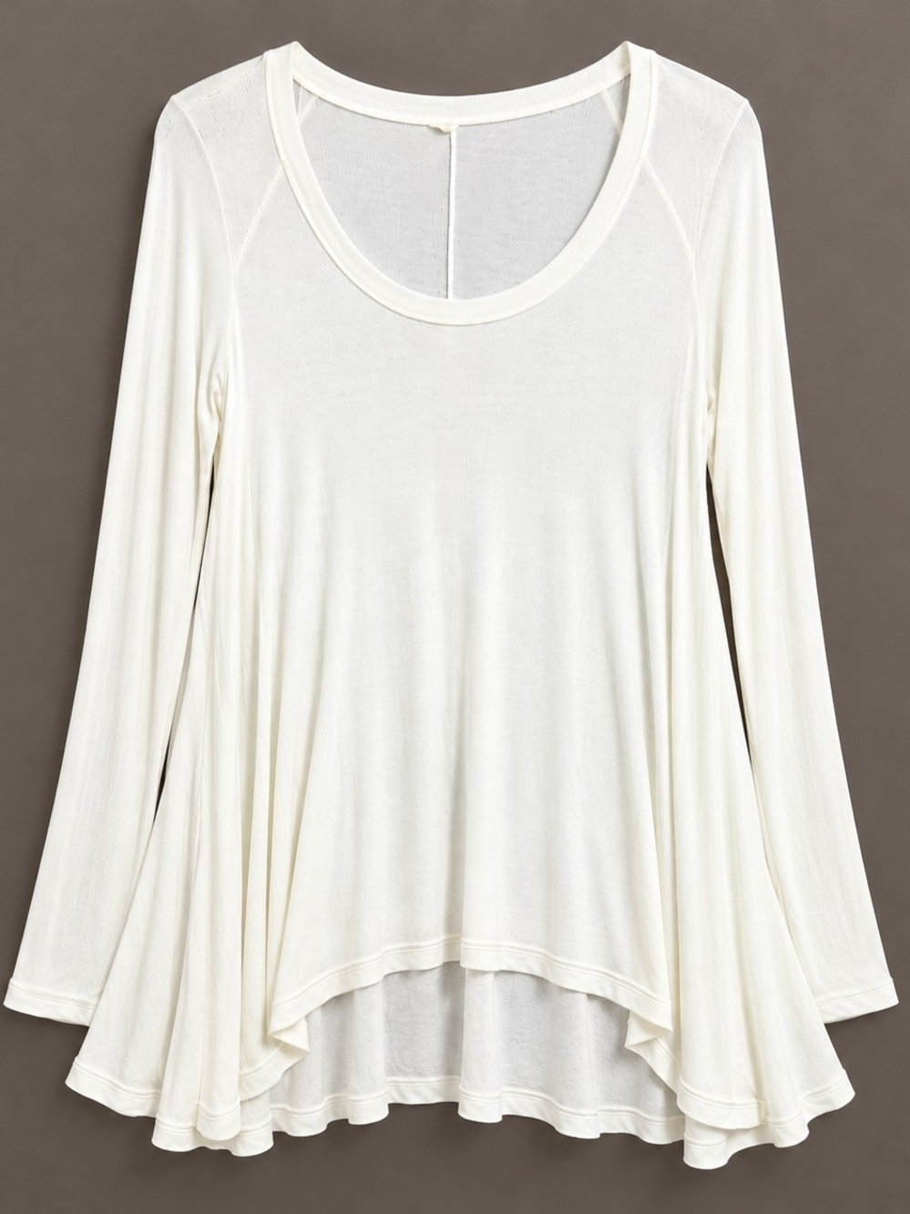 Free People Ivory High Low Swing Tunic Top Long Sleeve Size Medium